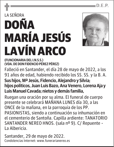 DOÑA MARÍA JESÚS LAVÍN ARCO