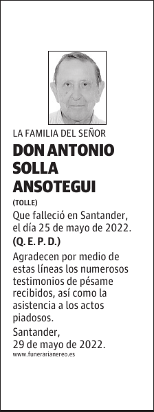 DON ANTONIO SOLLA ANSOTEGUI