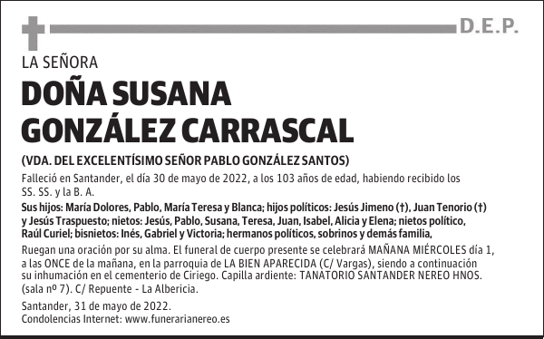 DOÑA SUSANA GONZÁLEZ CARRASCAL