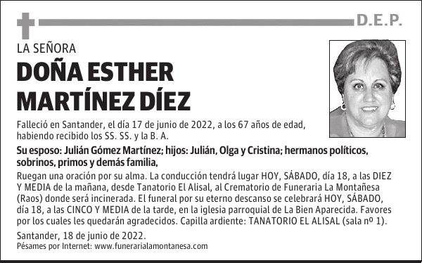 DOÑA ESTHER MARTÍNEZ DÍEZ
