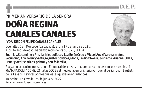 DOÑA REGINA CANALES CANALES