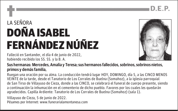 DOÑA ISABEL FERNÁNDEZ NUÑEZ
