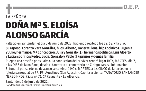 DOÑA Mª S. ELOISA ALONSO GARCÍA