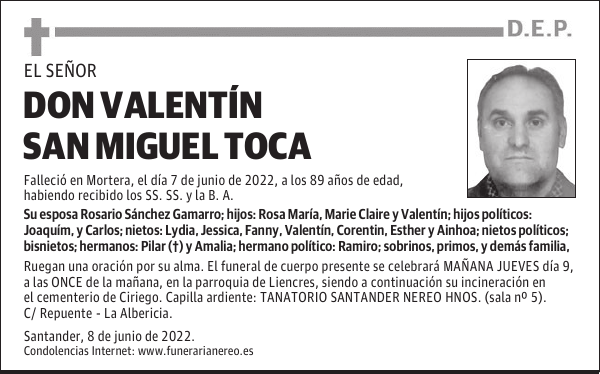 DON VALENTÍN SAN MIGUEL TOCA