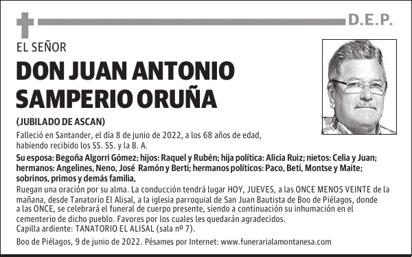 DON JUAN ANTONIO SAMPERIO ORUÑA