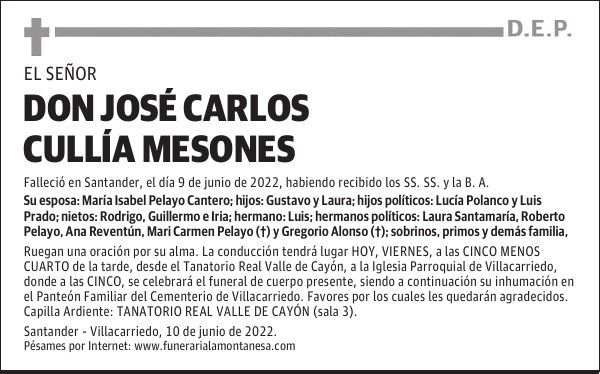 DON JOSÉ CARLOS CULLÍA MESONES