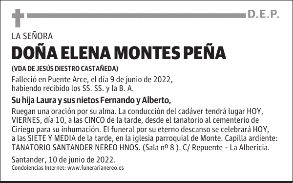 DOÑA ELENA MONTES PEÑA