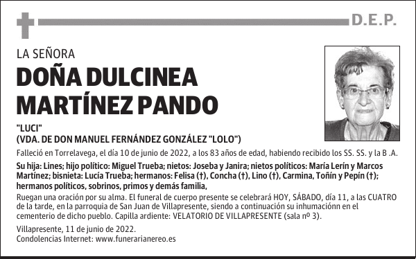 DOÑA DULCINEA MARTÍNEZ PANDO