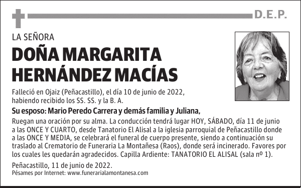 DOÑA MARGARITA HERNÁNDEZ MACÍAS