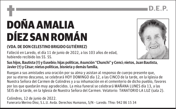 DOÑA AMALIA DÍEZ SAN ROMÁN