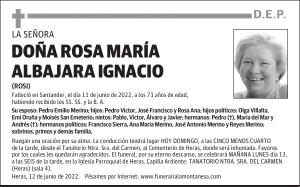 DOÑA ROSA MARÍA ALBAJARA IGNACIO