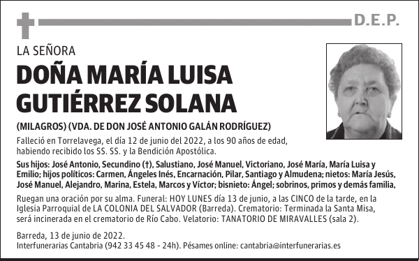 DOÑA MARÍA LUISA GUTIÉRREZ SOLANA