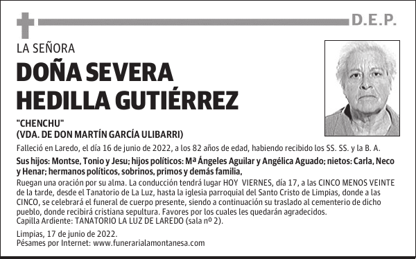 DOÑA SEVERA HEDILLA GUTIÉRREZ