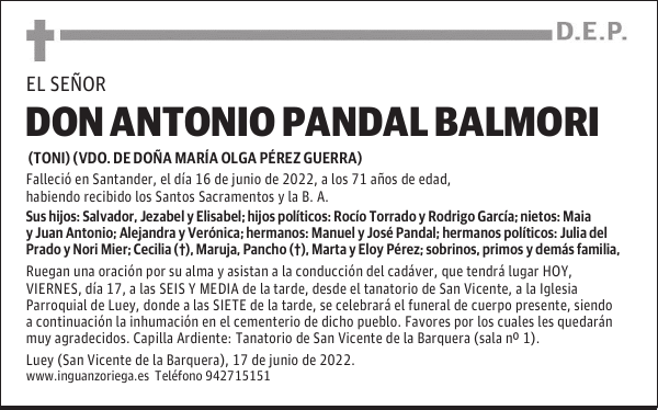 D. ANTONIO PANDAL BALMORI
