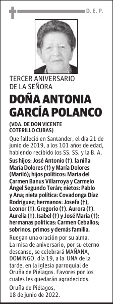 DOÑA ANTONIA GARCÍA POLANCO