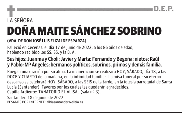 DOÑA MAITE SÁNCHEZ SOBRINO
