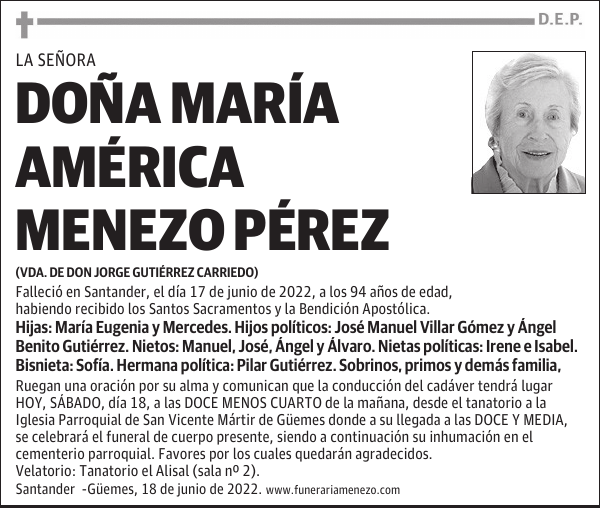 Doña María América Menezo Pérez