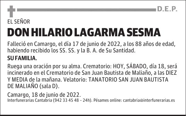 D. HILARIO LAGARMA SESMA