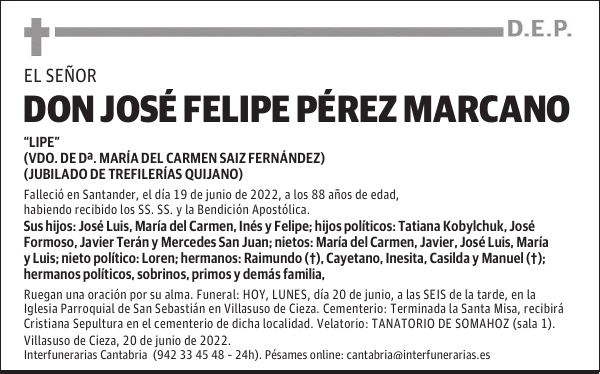 D. JOSÉ FELIPE PÉREZ MARCANO