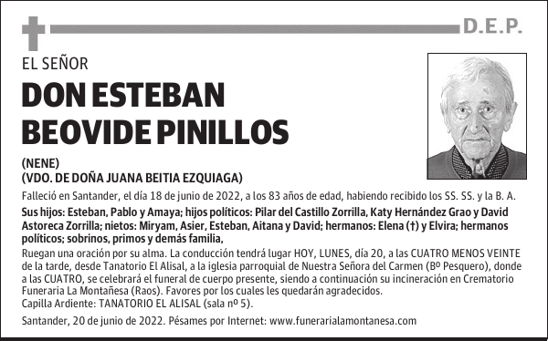 DON ESTEBAN BEOVIDE PINILLOS