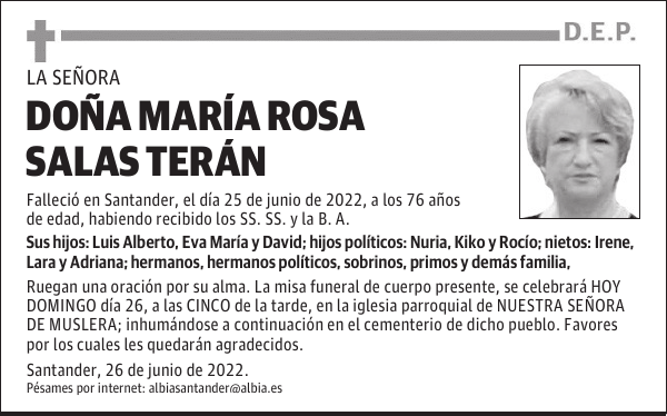 DOÑA MARÍA ROSA SALAS TERÁN