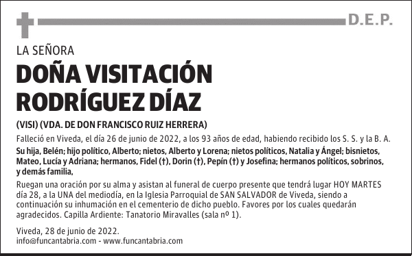 DOÑA VISITACIÓN RODRÍGUEZ DÍAZ