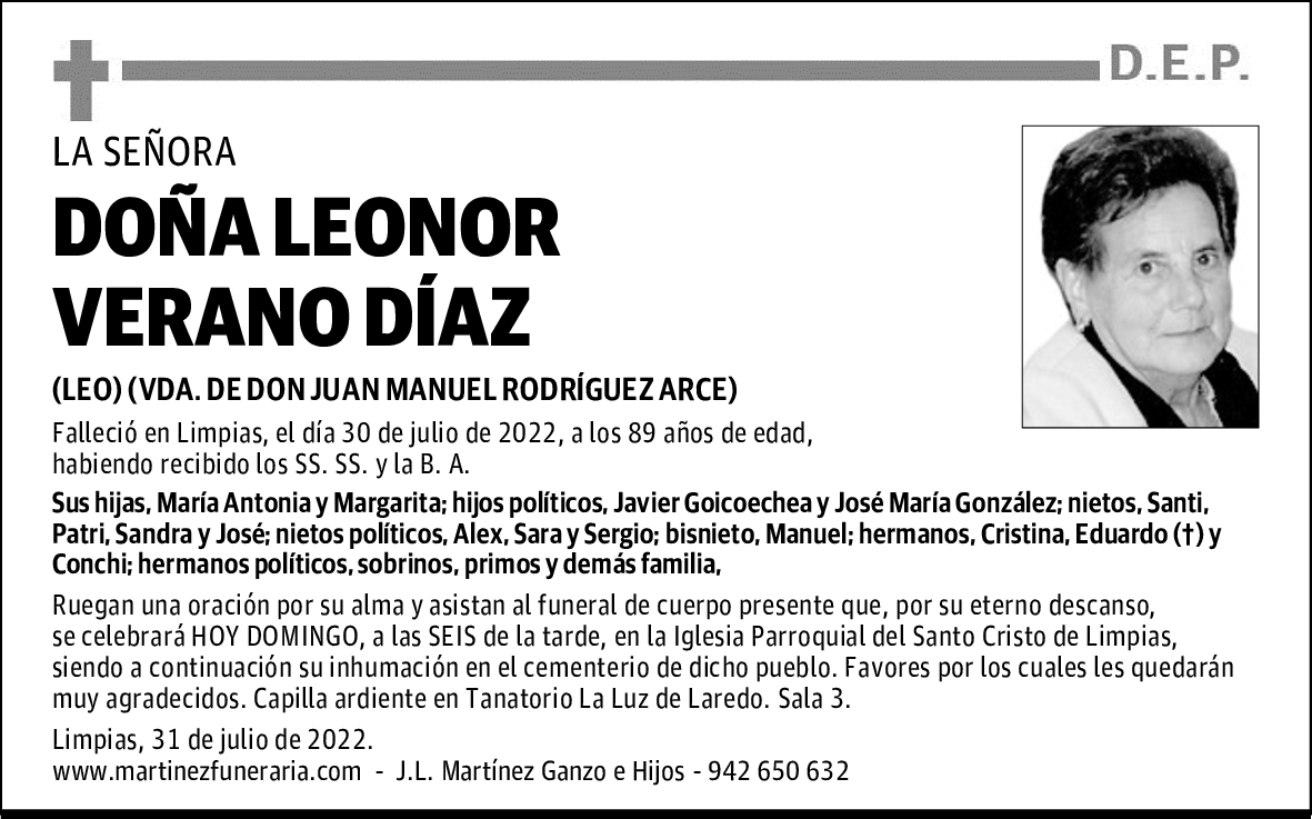 DOÑA LEONOR VERANO DÍAZ