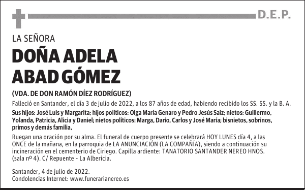 DOÑA ADELA ABAD GÓMEZ