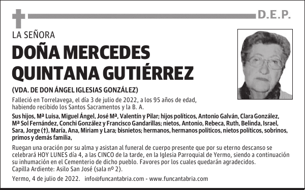 DOÑA MERCEDES QUINTANA GUTIÉRREZ