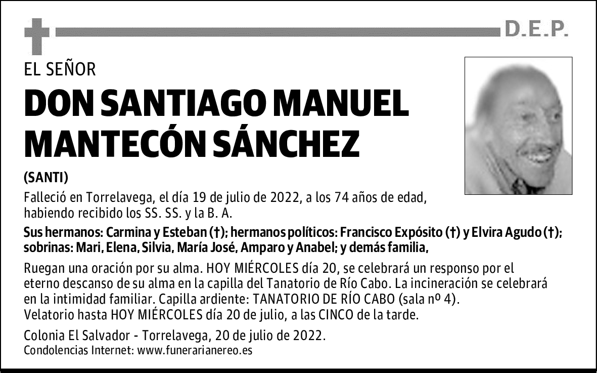 DON SANTIAGO MANUEL MANTECÓN SÁNCHEZ