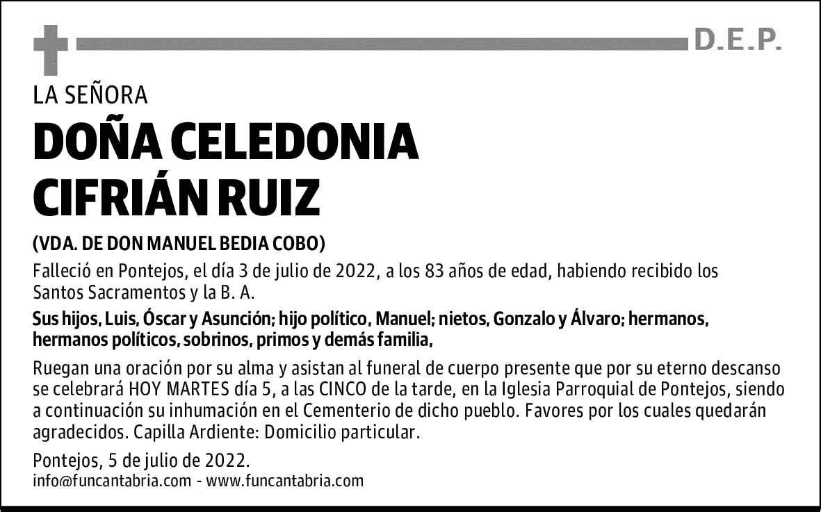 DOÑA CELEDONIA CIFRIÁN RUIZ