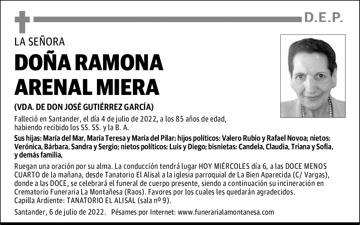 DOÑA RAMONA ARENAL MIERA