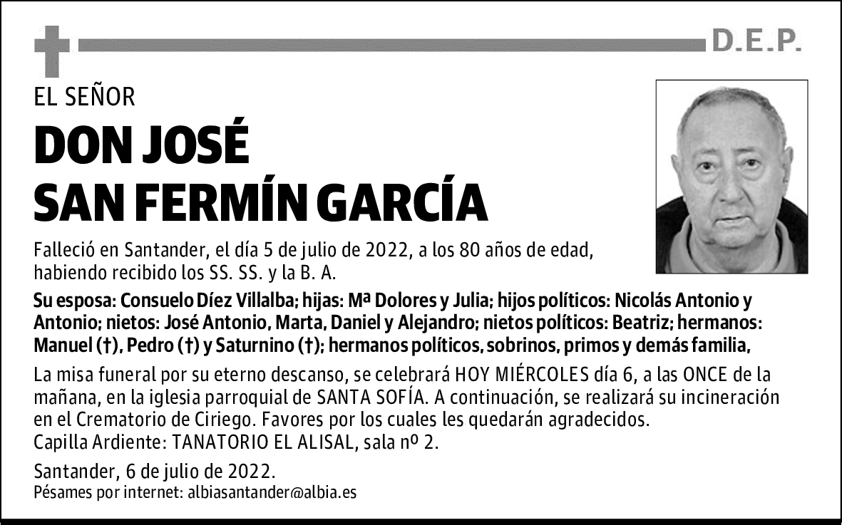 DON JOSÉ SAN FERMÍN GARCÍA