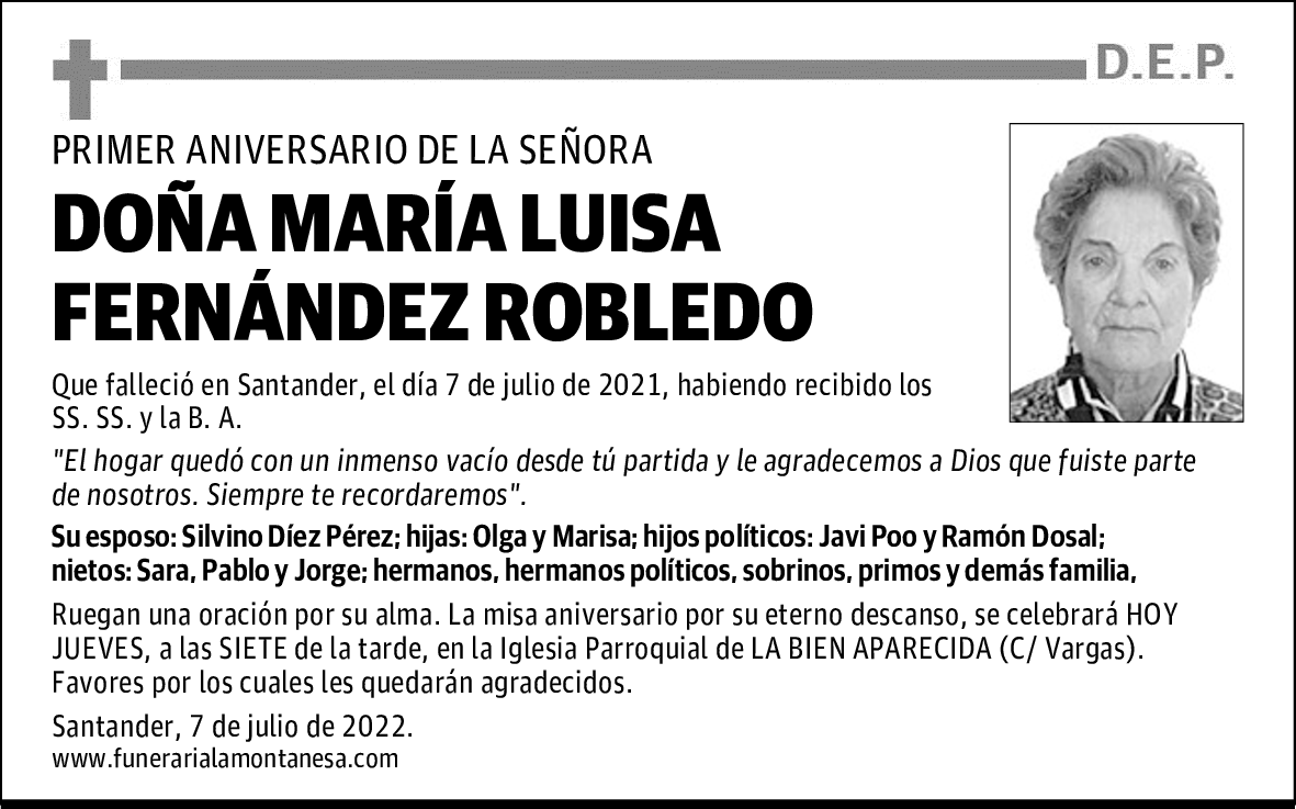 DOÑA MARÍA LUISA FERNÁNDEZ ROBLEDO