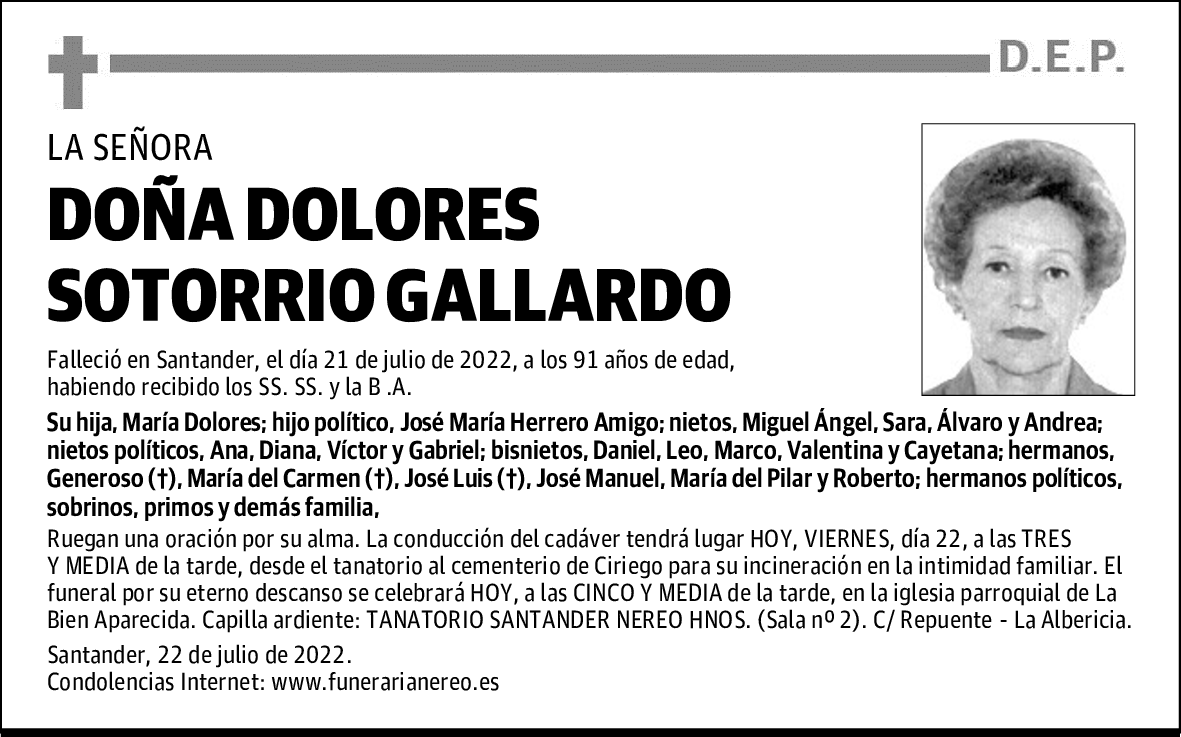 DOÑA DOLORES SOTORRIO GALLARDO