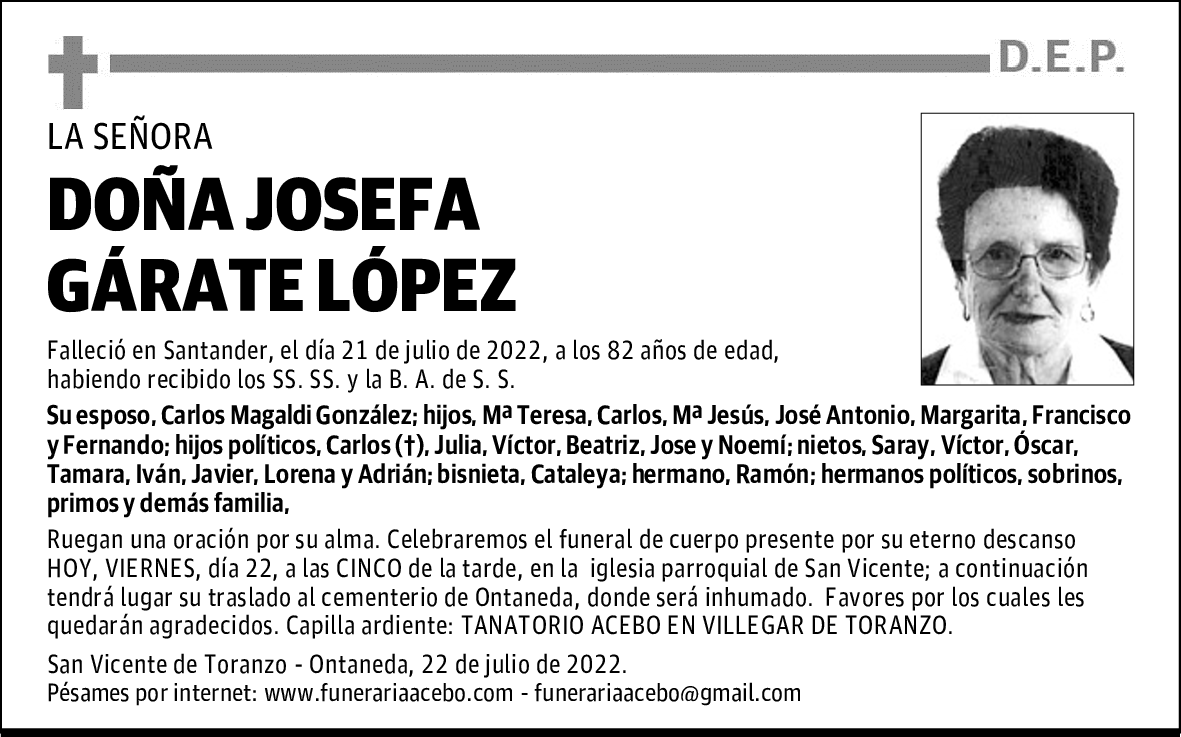 Dña. Josefa Gárate López