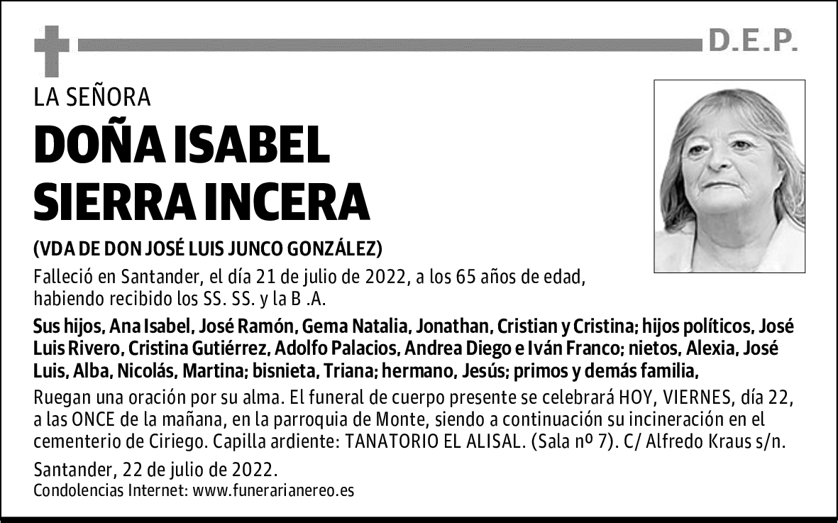 DOÑA ISABEL SIERRA INCERA