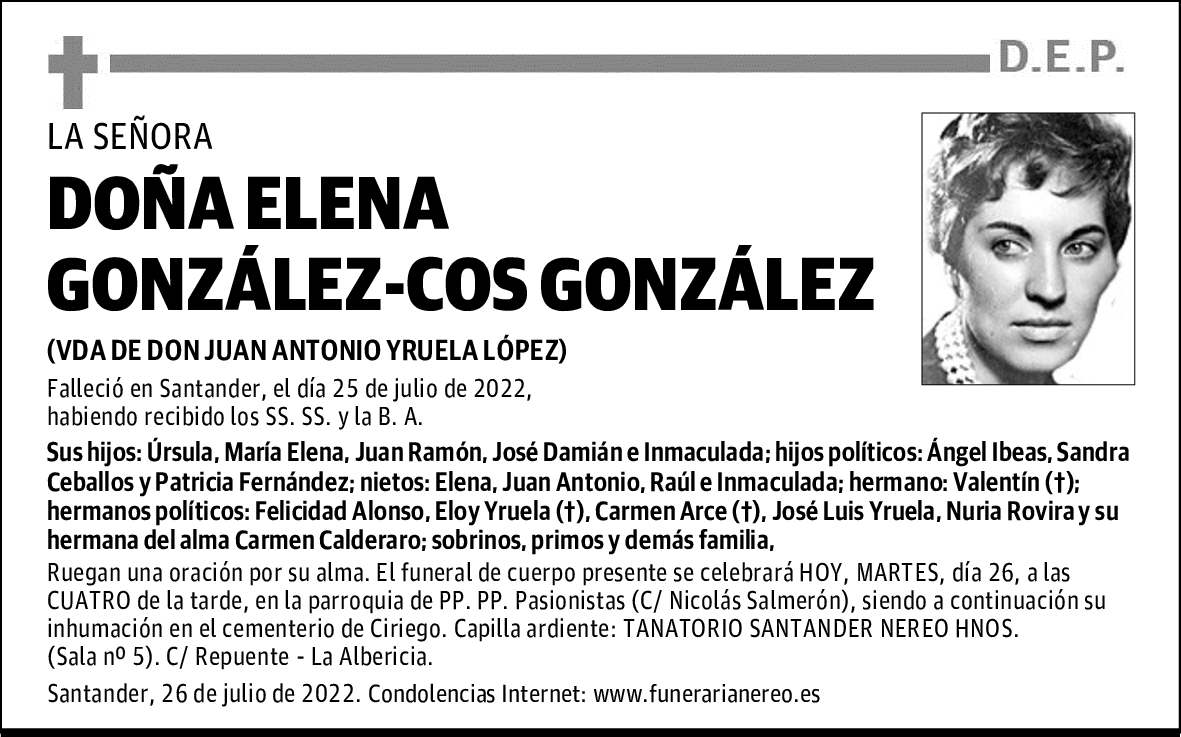 DOÑA ELENA GONZÁLEZ-COS GONZÁLEZ