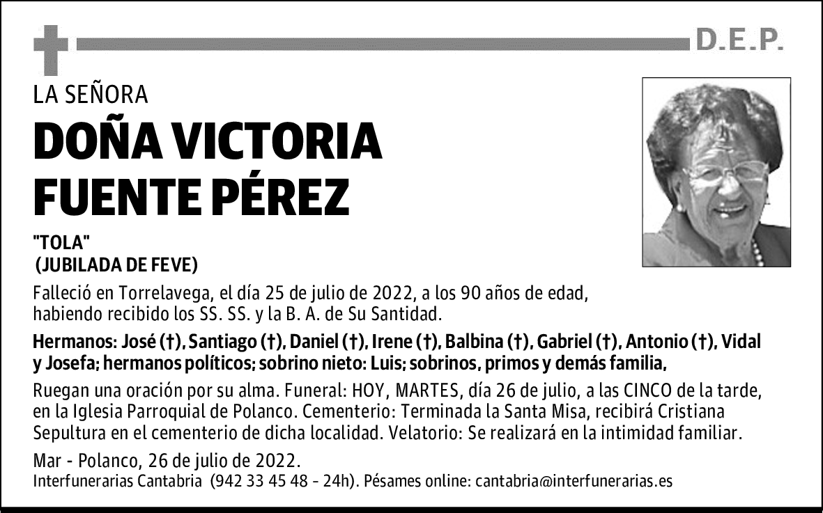 Dª. VICTORIA FUENTE PÉREZ