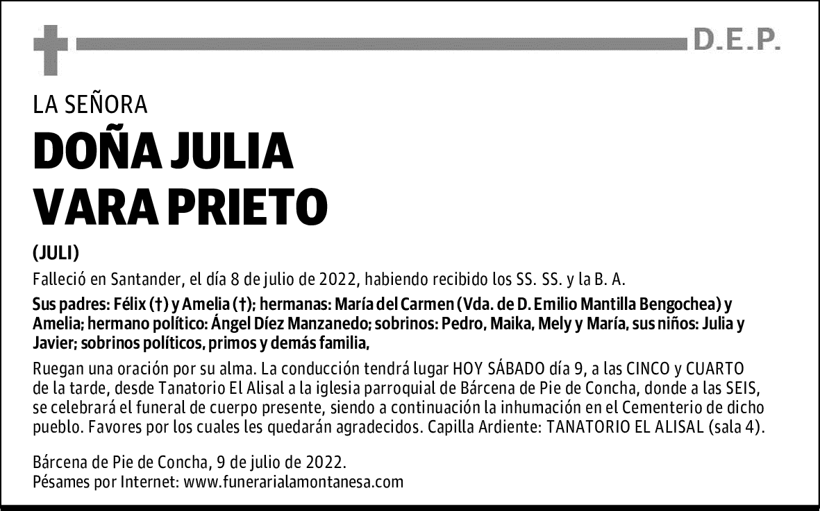 DOÑA JULIA VARA PRIETO