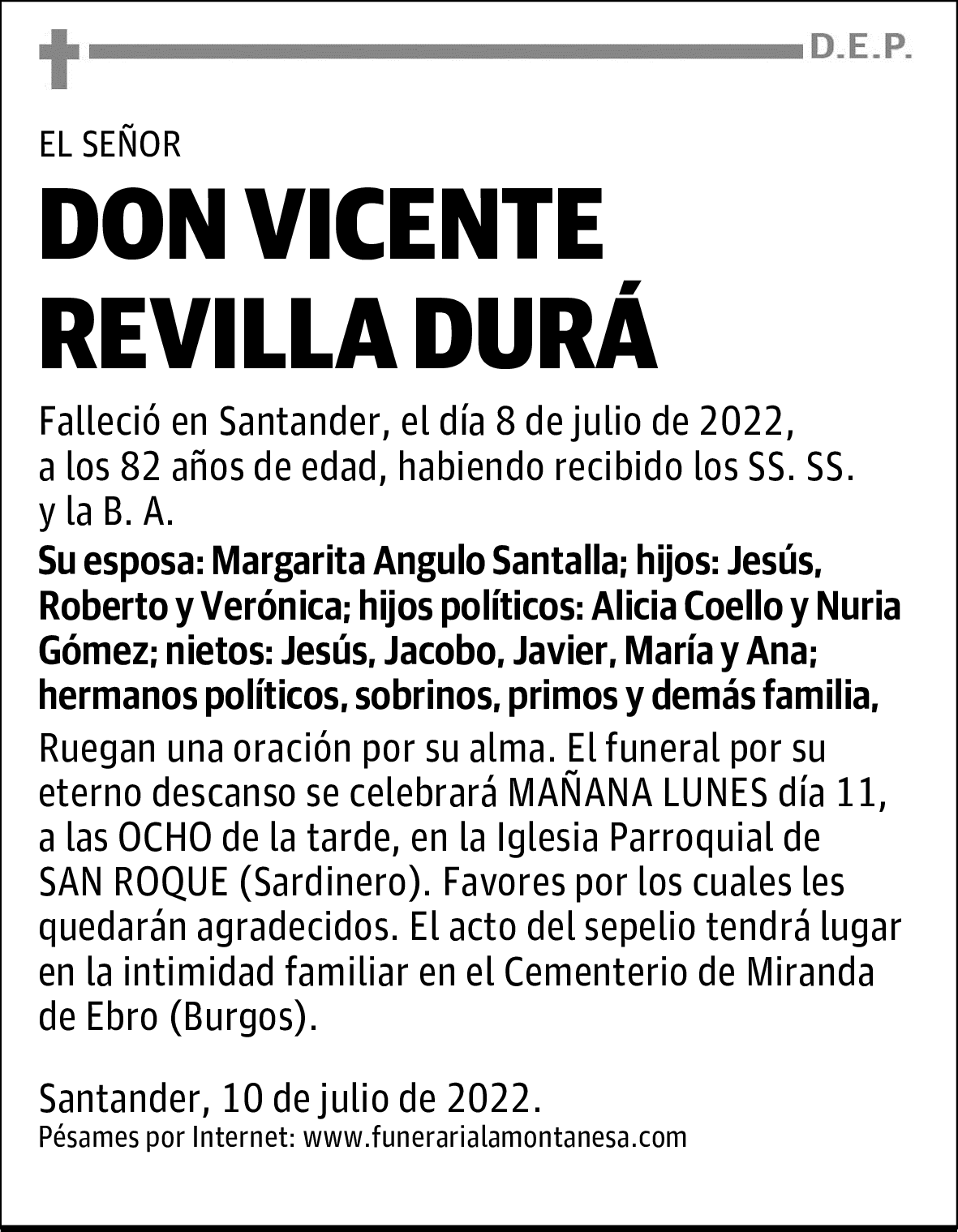 DON VICENTE REVILLA DURÁ