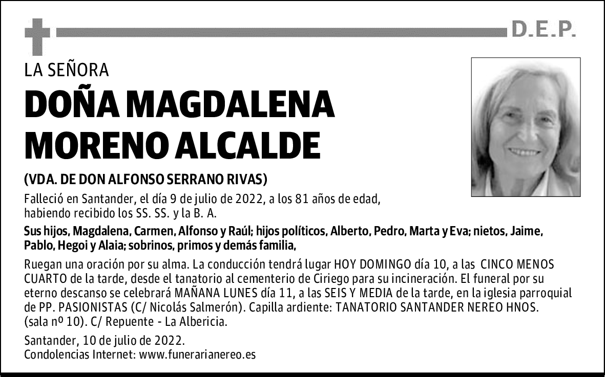 DOÑA MAGDALENA MORENO ALCALDE