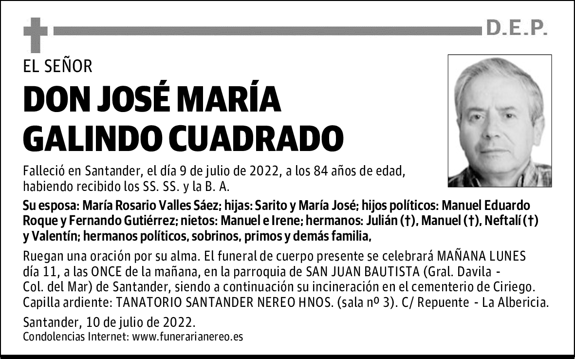 DON JOSÉ MARÍA GALINDO CUADRADO