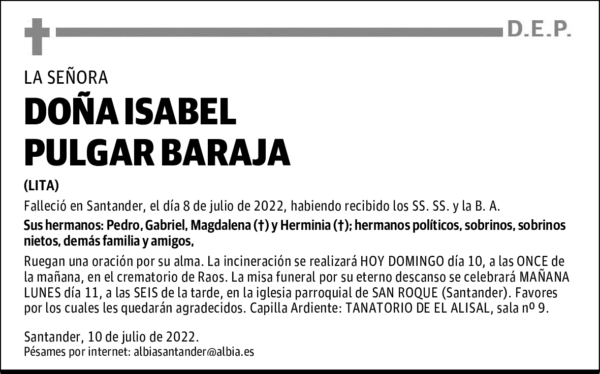 DOÑA ISABEL PULGAR BARAJA