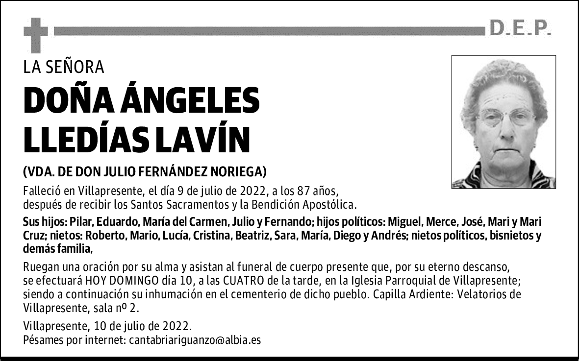 DOÑA ÁNGELES LLEDÍAS LAVÍN