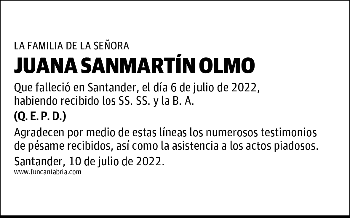 JUANA SANMARTÍN OLMO