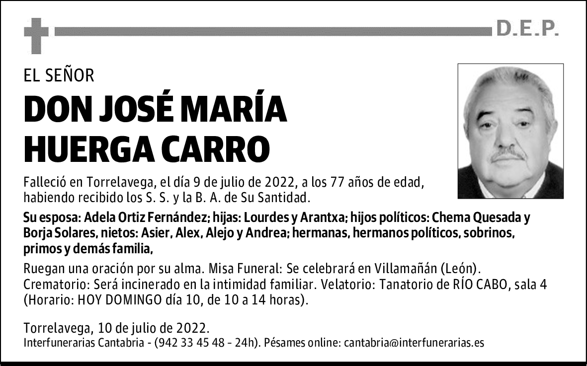 DON JOSÉ MARÍA HUERGA CARRO