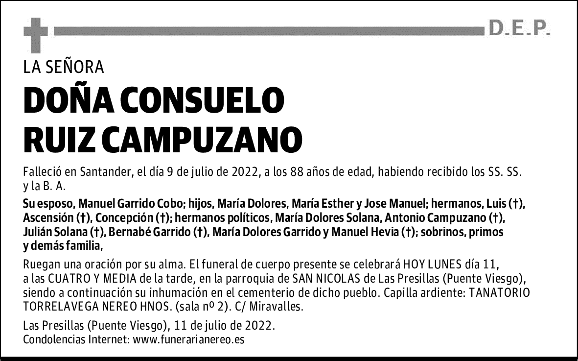 DOÑA CONSUELO RUIZ CAMPUZANO