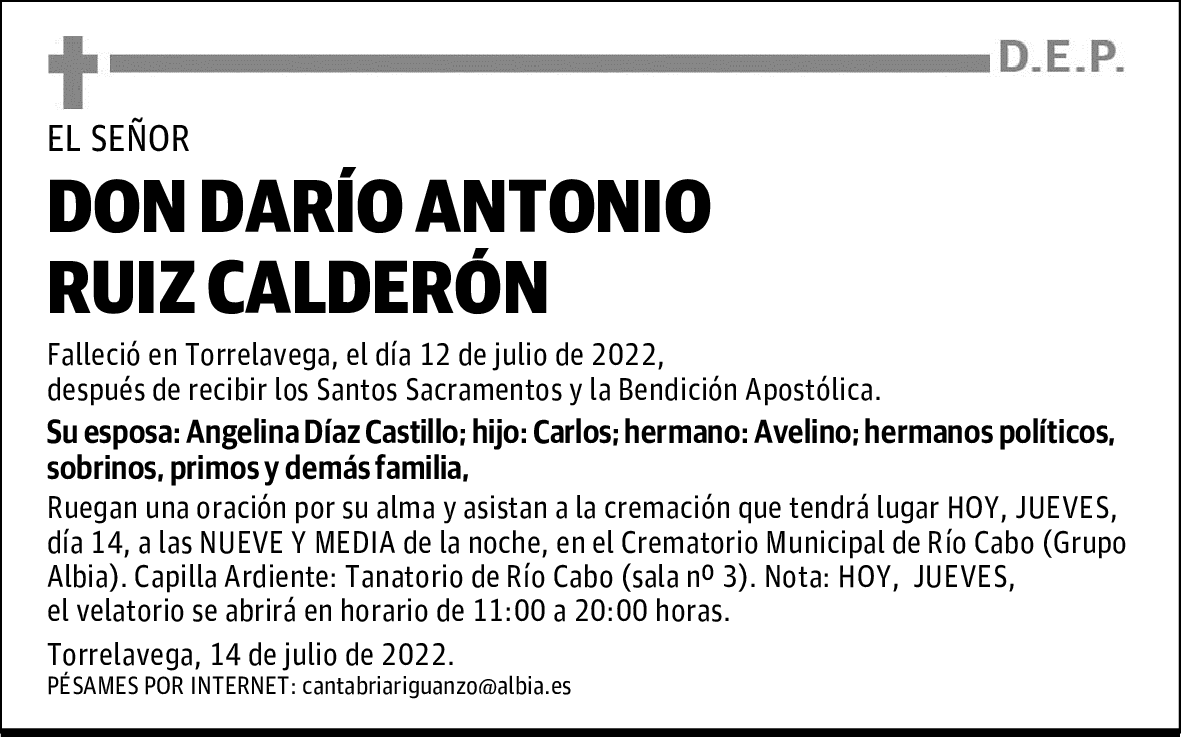 DON DARÍO ANTONIO RUIZ CALDERÓN