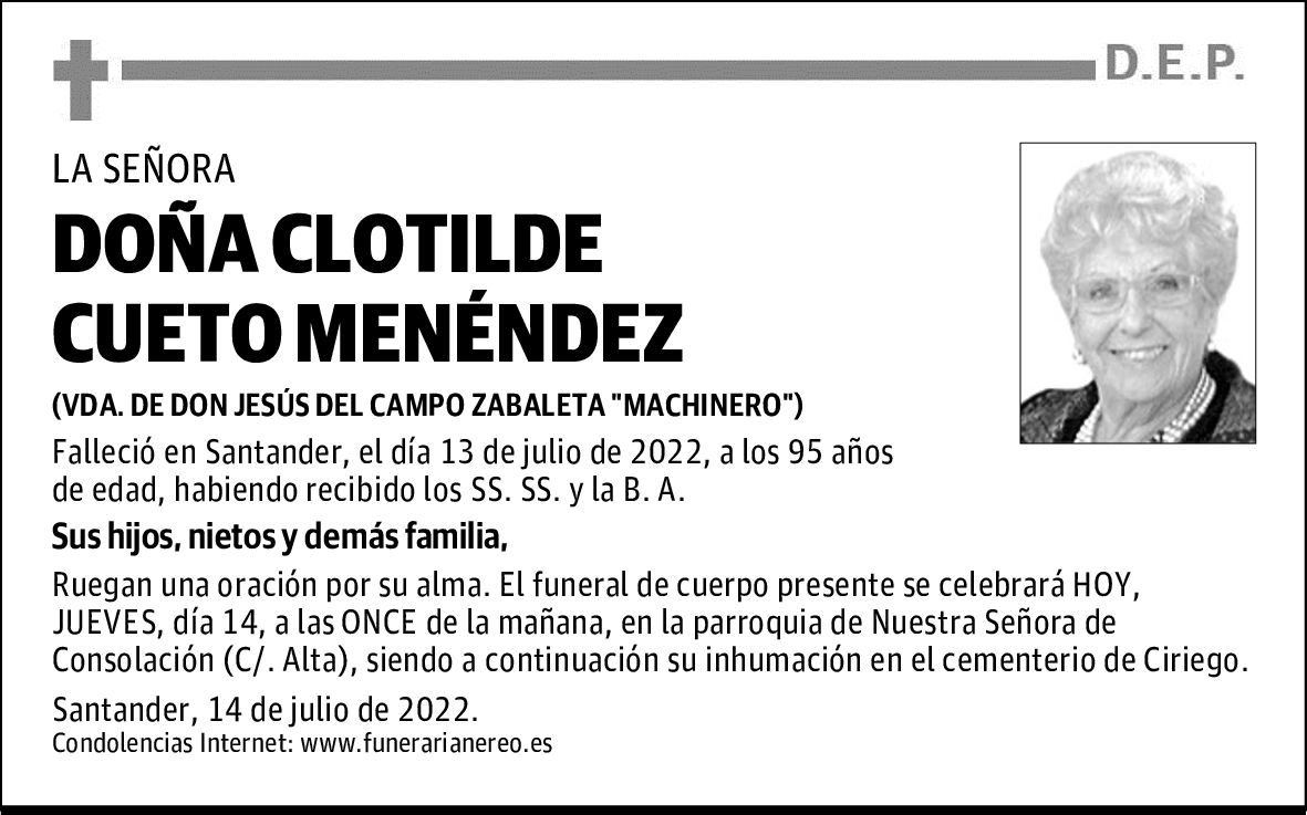 DOÑA CLOTILDE CUETO MENÉNDEZ